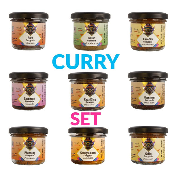 Thai Currypasten Probierpaket mit sieben verschiedenen Pasten