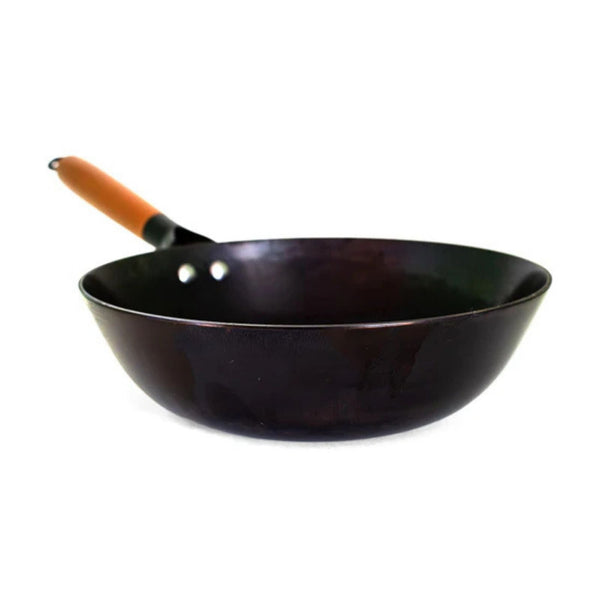 Karbonstahl Wok 26 cm - formstabil - ohne Einbrennen - Yak Thai