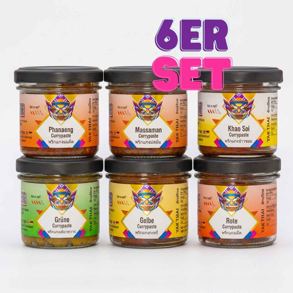 Thai Currypasten Probierpaket mit neun verschiedenen Pasten