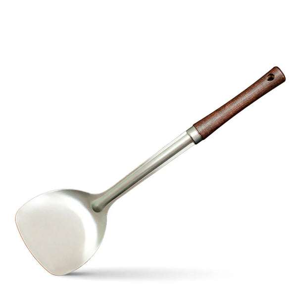 Wok-Wender aus Edelstahl mit Holzgriff