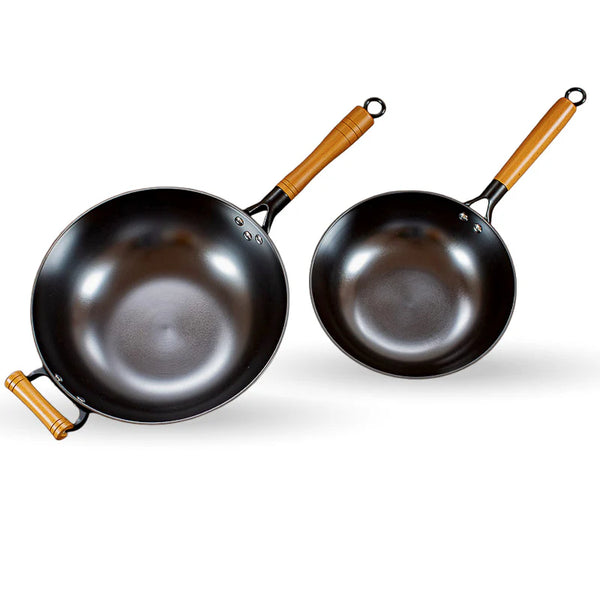 Karbonstahl Wok 26 cm - formstabil - ohne Einbrennen