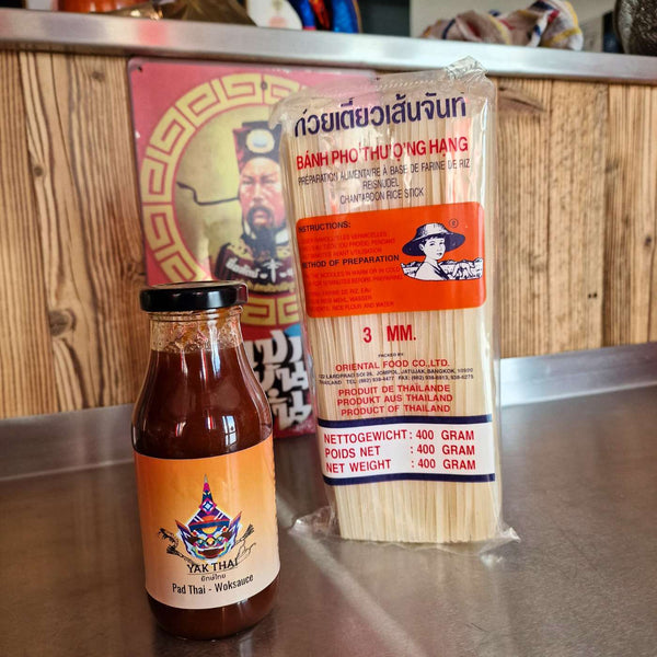 Pad Thai Sauce für Wok Gerichte im Set mit Reisnudeln - Yak Thai