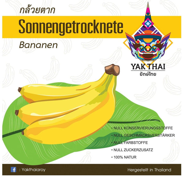 Sonnengetrocknete Thai Bananen (Namwa) - Kluaytak กล้วยตาก - Yak Thai